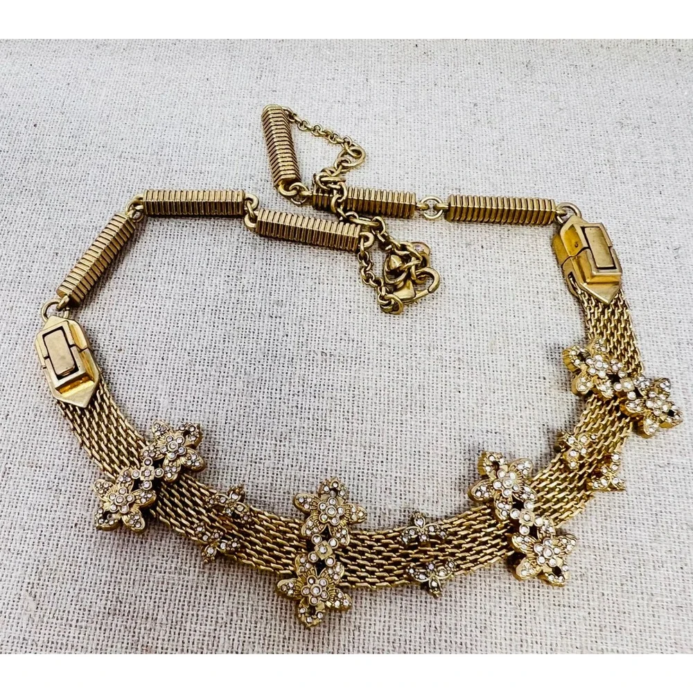 Cabi Bon Vivant Gold Tone Crystal Floral Convertible Necklace Bracelet